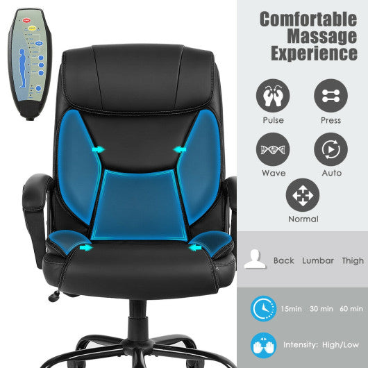 Massage Executive Office Chair with 6 Vibrating Points-Black