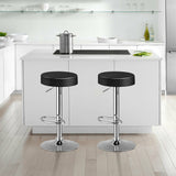 Set of 2 Adjustable Swivel Round Bar Stool  Pub Chairs-Black