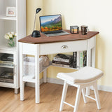 Corner Wooden Piece Laptop Computer Desk-Natural