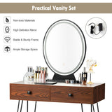 Industrial Makeup Dressing Table with 3 Lighting Modes-Walnut