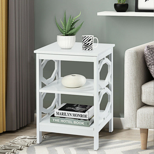 3-tier Nightstand Sofa Side End Accent Table-White