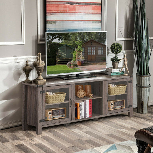 TV Stand Entertainment Center for TVs up to 65 Inch with Storage Cabinets-Gray