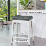 Set of 2 24-Inch Height Backless Counter Stool with Footrest-White