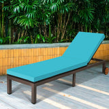 Patio Chaise Lounge Chair Outdoor Rattan Lounger Recliner Chair-Turquoise