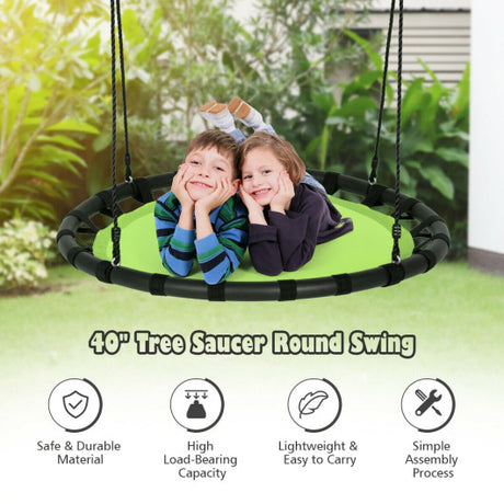 40" Flying Saucer Round Swing Kids Play Set-Green