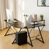 L-Shaped Desk Reversible Corner Computer Desk with Movable Shelf and CPU Stand-Black