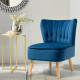 Armless Accent Chair Tufted Velvet Leisure Chair-Blue
