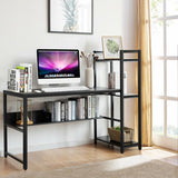 59-Inch Computer Desk Home Office Workstation 4-Tier Storage Shelves-Black