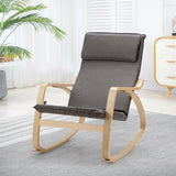 Stable Wooden Frame Leisure Rocking Chair with Removable Upholstered Cushion-Gray