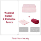 10lbs 3 Pieces Heavy Weighted Duvet Blanket-Pink