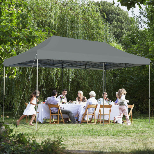 10 x 20 Feet Adjustable Folding Heavy Duty Sun Shelter with Carrying Bag-Gray