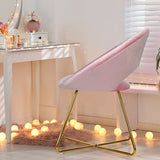 Set of 2 Comfy Cute Upholstered Vanity Desk Chair with Metal Legs-Pink