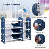 Kids Toy Storage Organizer with Bins and Multi-Layer Shelf for Bedroom Playroom -Blue