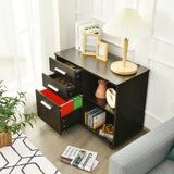 3-Drawer Mobile Lateral File Cabinet Printer Stand-Espresso