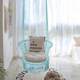 Hanging Hammock Chair with 330 Pounds Capacity and Cotton Rope Handwoven Tassels Design-Turquoise