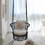 Hanging Hammock Chair with 330 Pounds Capacity and Cotton Rope Handwoven Tassels Design-Black