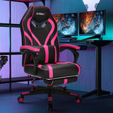 Computer Massage Gaming Recliner Chair with Footrest-Pink