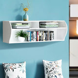 48.5 Inch 2 Tier Modern Wall Mounted Hanging Floating Shelf-White