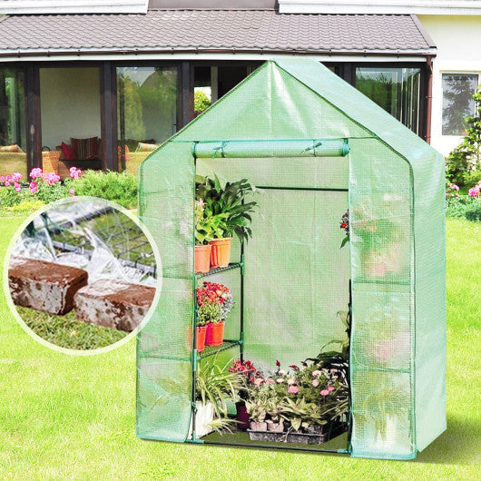 Portable 4 Tier Walk-in Plant Greenhouse with 8 Shelves