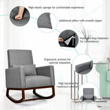 2-in-1 Fabric Upholstered Rocking Chair with Pillow-Gray