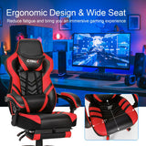 Adjustable Gaming Chair with Footrest for Home Office-Red