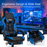 Adjustable Gaming Chair with Footrest for Home Office-Blue