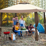 13 Feet x 13 Feet Pop Up Canopy Tent Instant Outdoor Folding Canopy Shelter-Brown