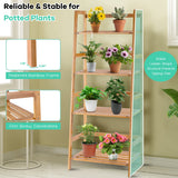 47.5 Inch 4-Tier Multifunctional Bamboo Bookcase Storage Stand Rack