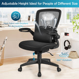 Ergonomic Desk Chair with Lumbar Support and Flip up Armrest-Black