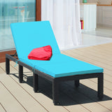 Patio Rattan Cushioned Height Adjustable Lounge Chair-Blue