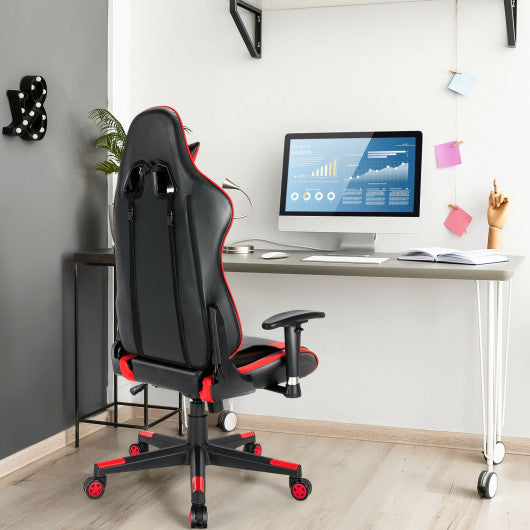 Gaming Chair Adjustable Swivel Racing Style Computer Office Chair-Red