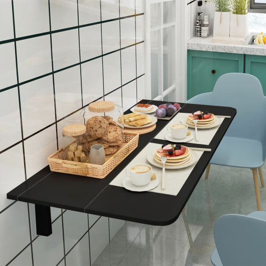 31.5 x 23.5 Inch Wall Mounted Folding Table for Small Spaces-Black