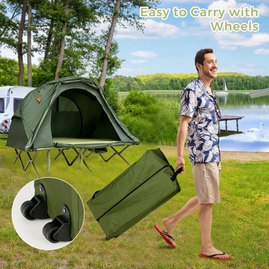 2-Person Outdoor Camping Tent with External Cover-Green