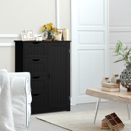 Standing Indoor Wooden Cabinet with 4 Drawers-Black