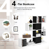 5-Tier Bookshelf Corner Ladder Bookcase with Storage Rack-Black & White