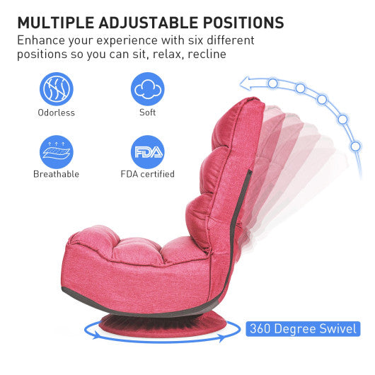 5-Position Folding Floor Gaming Chair-Pink