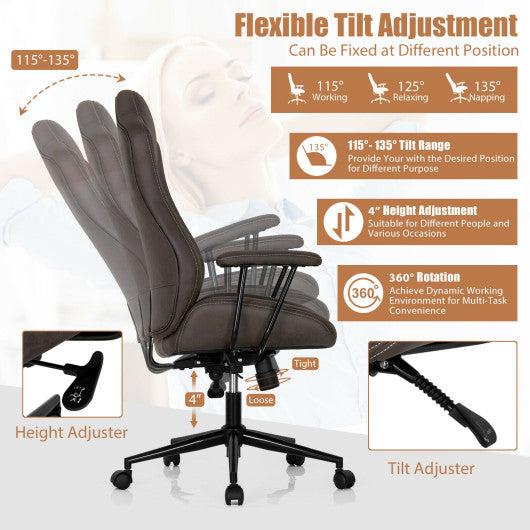 High Adjustable Back Executive Office Chair with Armrest-Brown