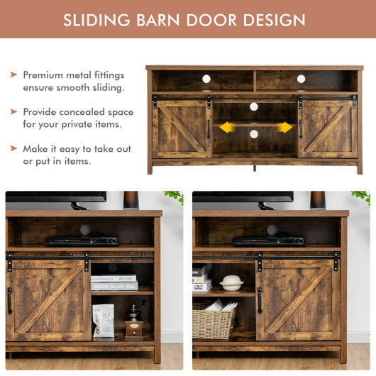 59 Inch Sliding Barn Door TV Stand with Adjustable Shelves for TVs up to 65 Inch-Coffee