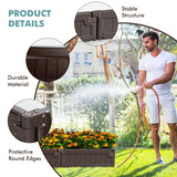 4 x 4 Feet Raised Garden Bed Kit Outdoor Planter Box with Open Bottom Design-Brown