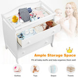 Baby Changing Table Infant Diaper with 3 Drawers and Safety Belt-White