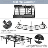 Twin/Full/Queen Size Foldable Metal Platform Bed with Tool-Free Assembly-Full Size