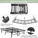 Twin/Full/Queen Size Foldable Metal Platform Bed with Tool-Free Assembly-Queen size