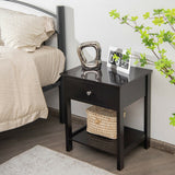 Wooden Storage Shelf with Drawer for Bedroom and Living Room-Black