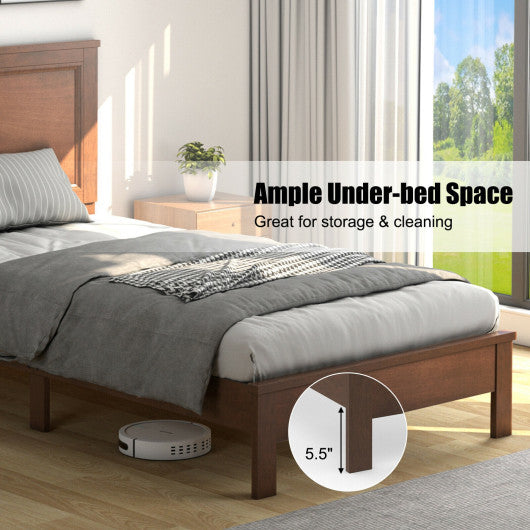 Twin Size Platform Bed Frame with Rubber Wood Leg-Walnut