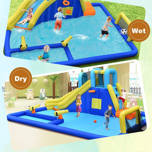 6-in-1 Inflatable Water Slides with Blower for Kids