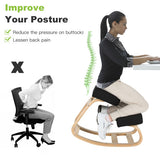 Ergonomic Kneeling Chair Rocking Office Desk Stool Upright Posture-Black