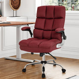 Adjustable Swivel Office Chair with High Back and Flip-up Arm for Home and Office-Red