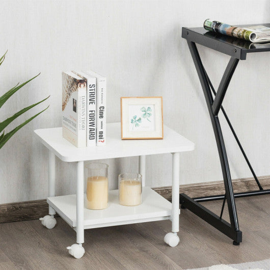 Under Desk Printer Stand with 360° Swivel Casters-White