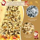 Pre-Lit Premium Snow Flocked Hinged Artificial Christmas Tree-7.5 ft