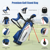 10 Pieces Men's Complete Golf Clubs Package Set with Alloy Driver